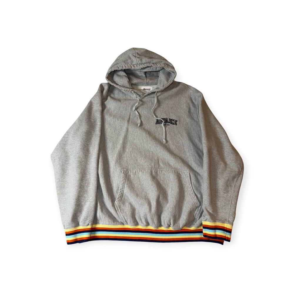 Awake NY Gray Hoodie, Striped Waistband, Men's Size XL